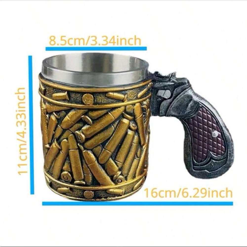 New Bullet Stainless Steel Cup Creative Revolver Bullet Cup Shape - Picture 3 of 5